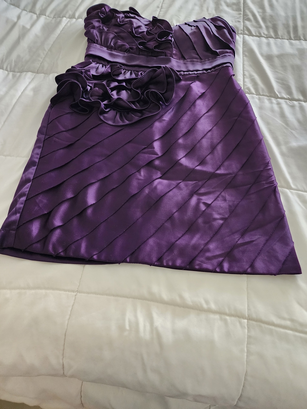 Strapless Purple Ruffled Mini Dress